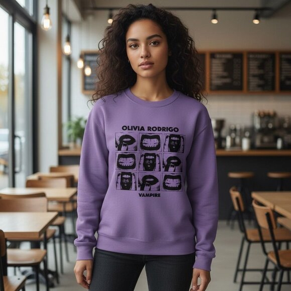 Olivia Rodrigo Tops - Olivia Rodrigo Womens Vampire Purple Graphic Print Sweatshirt Size XXL